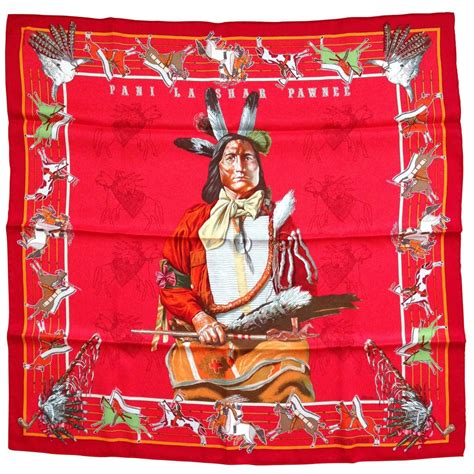 RARE VINTAGE HERMES Silk Scarf Native American Pawnee 